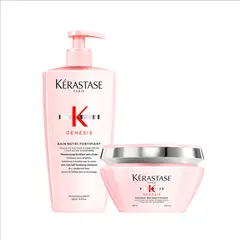 KERASTASE - Set Tratamiento Capilar Nutritivo Anti-Caída Genesis Shampoo Bain Nutri Fortifiant 500Ml + Máscara Masque Reconstituant 200Ml Kérastase