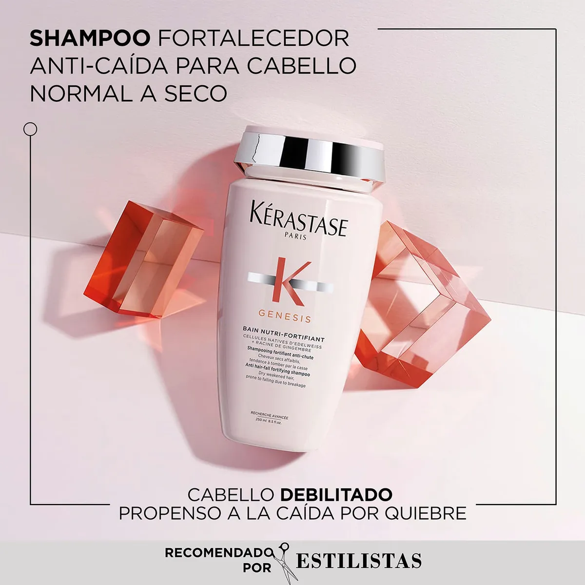 KERASTASE - Set Tratamiento Capilar Nutritivo Anti-Caída Genesis Shampoo Bain Nutri Fortifiant 500Ml + Máscara Masque Reconstituant 200Ml Kérastase