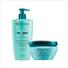 KERASTASE - Set Tratamiento Capilar Cabello Dañado Resistance Shampoo Force Architecte 500Ml + Máscara Force Architecte 200Ml Kérastase