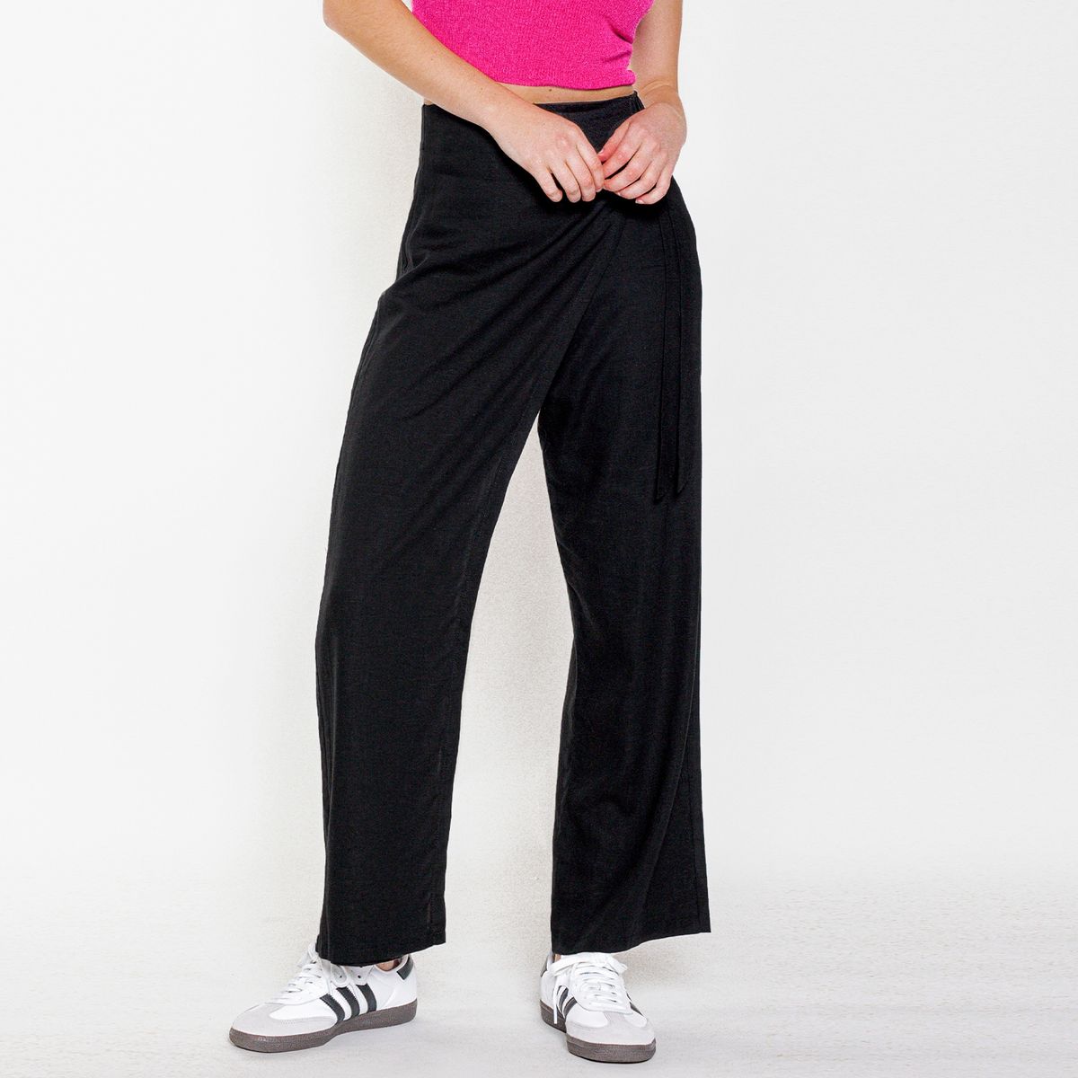 RAINDOOR - Pantalón Relax Tiro Medio Lino Mujer Raindoor