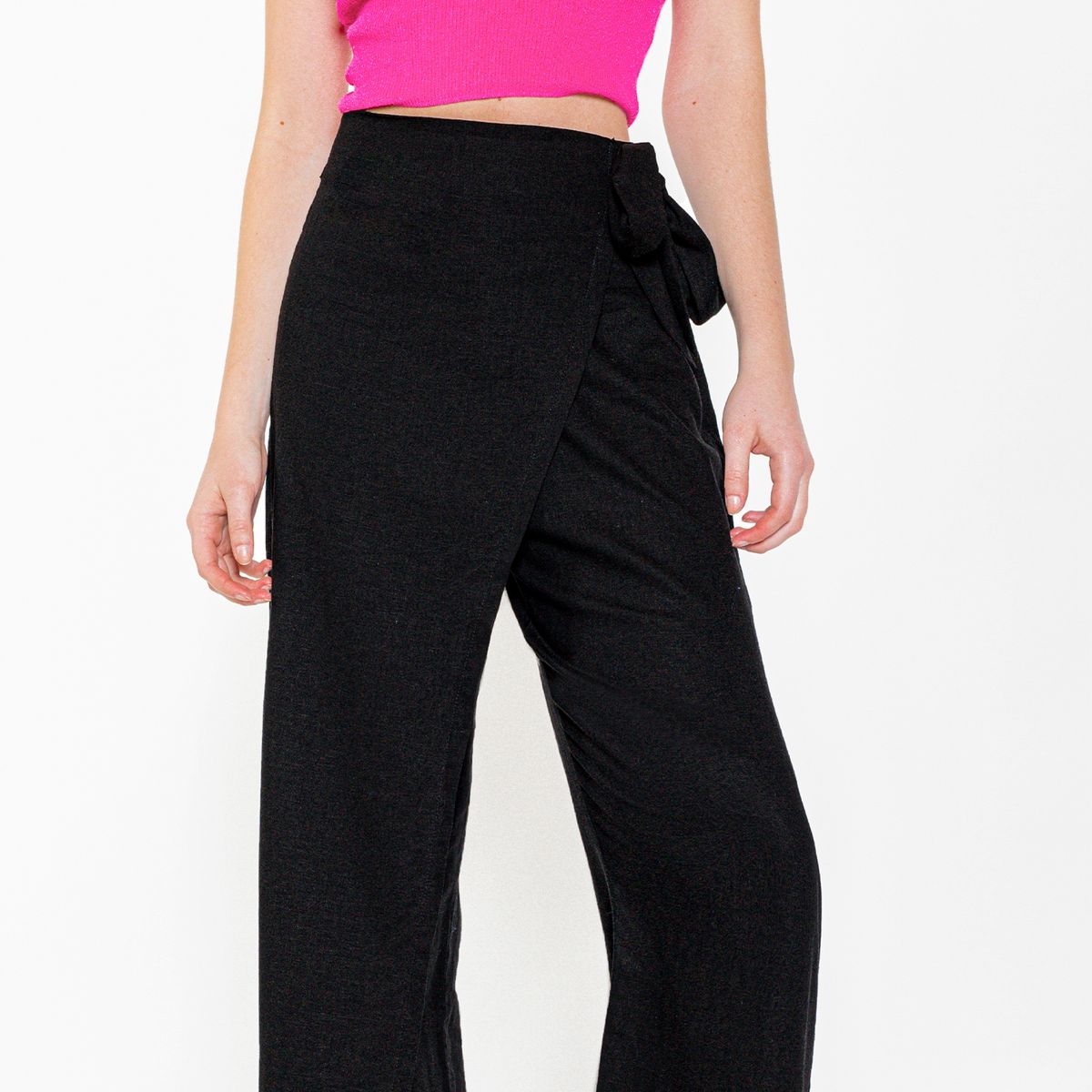 RAINDOOR - Pantalón Relax Tiro Medio Lino Mujer Raindoor