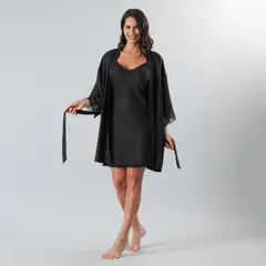 FLORES - Bata Jacquard Encaje Mujer