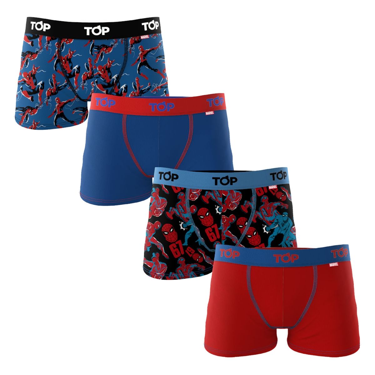 TOP - Pack De 4 Boxer Algodón Niño Spiderman Top