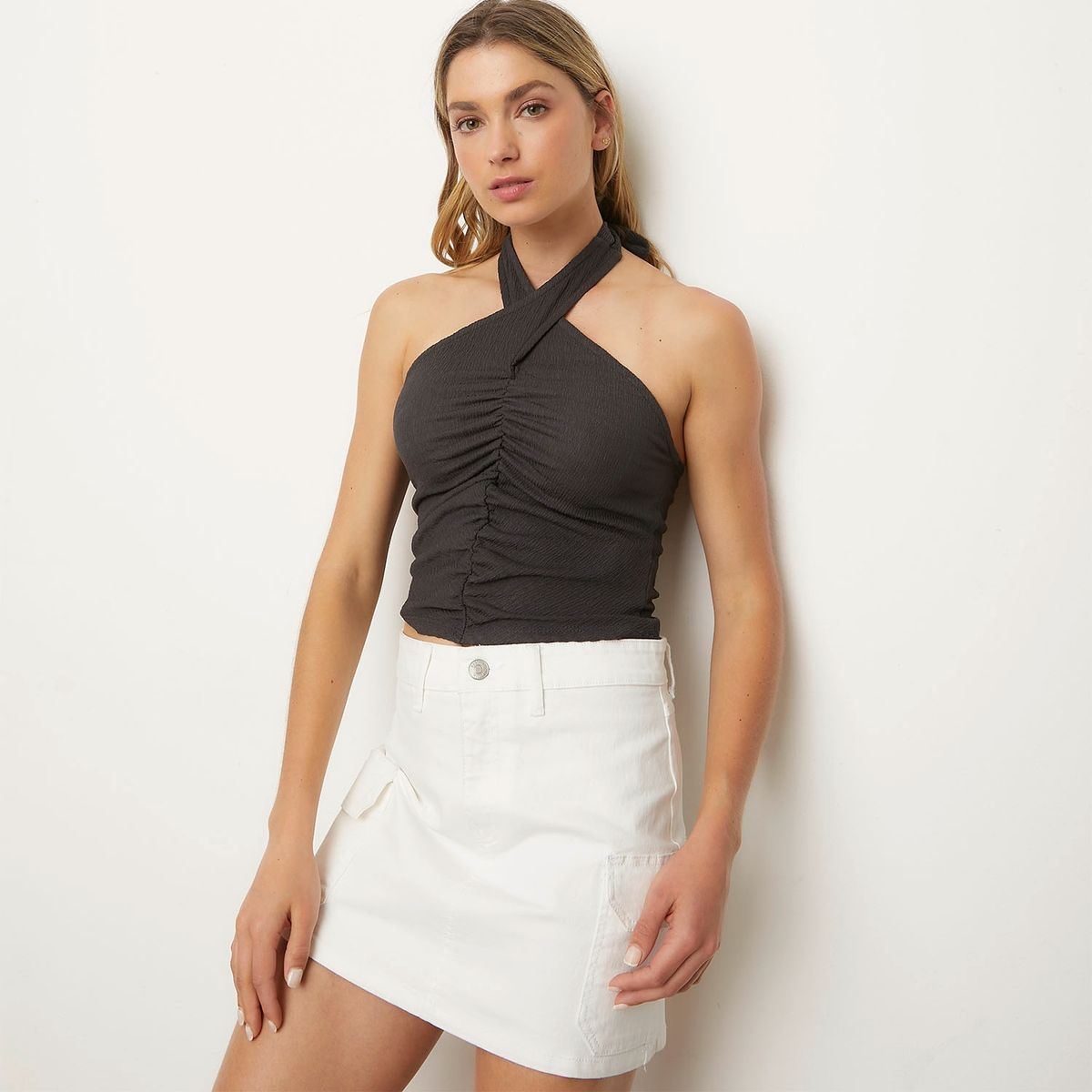 SYBILLA - Top Halter Fruncido Mujer Sybilla