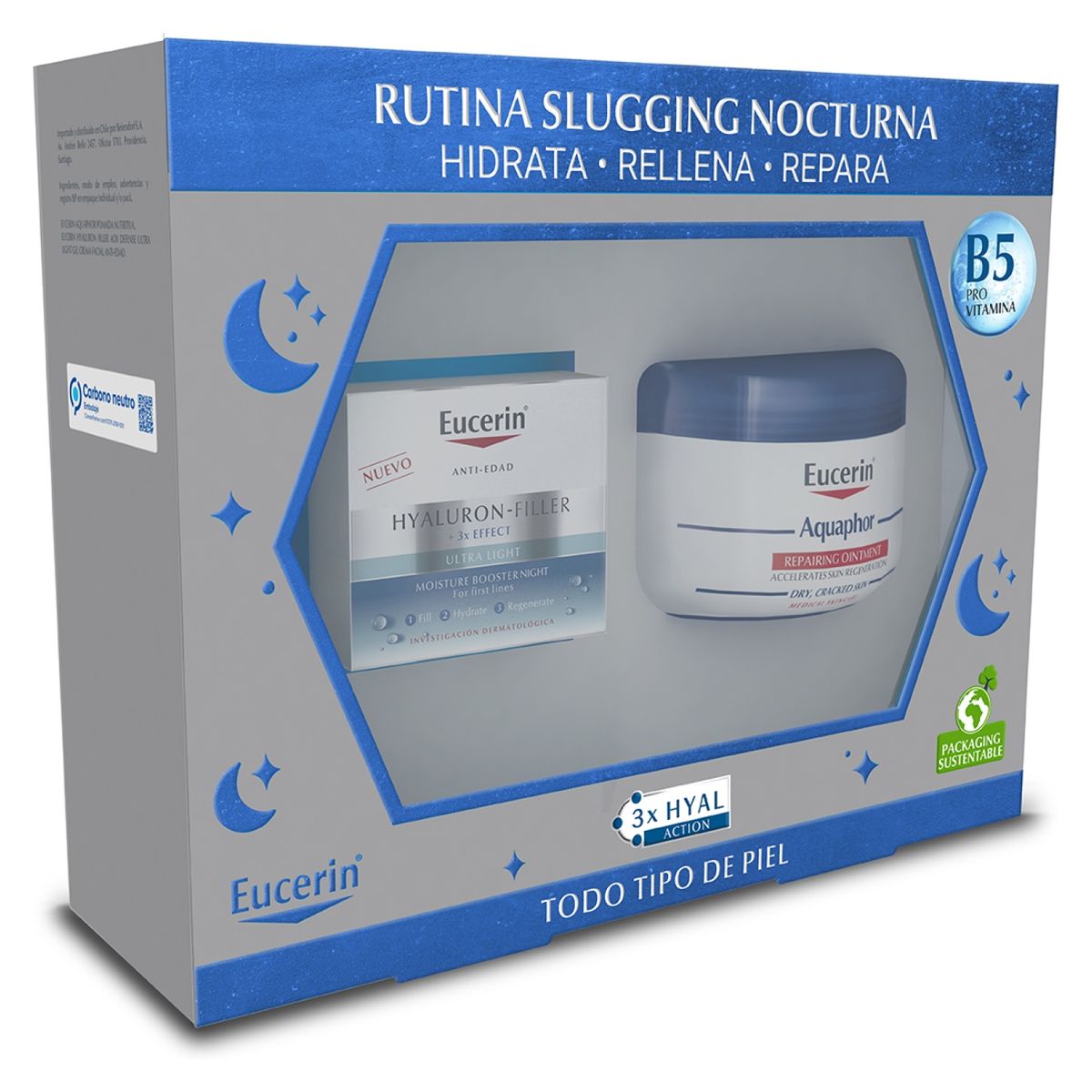 EUCERIN - Set Rutina Nocturna Hyaluron Filler Crema Facial Noche Ultra Light Aquaphor 110ml EUCERIN