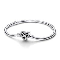 Pulsera de Plata Con Broche de Corazon Infinito Mujer