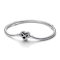 PANDORA - Brazalete Broche De Corazon Infinito En Plata Mujer