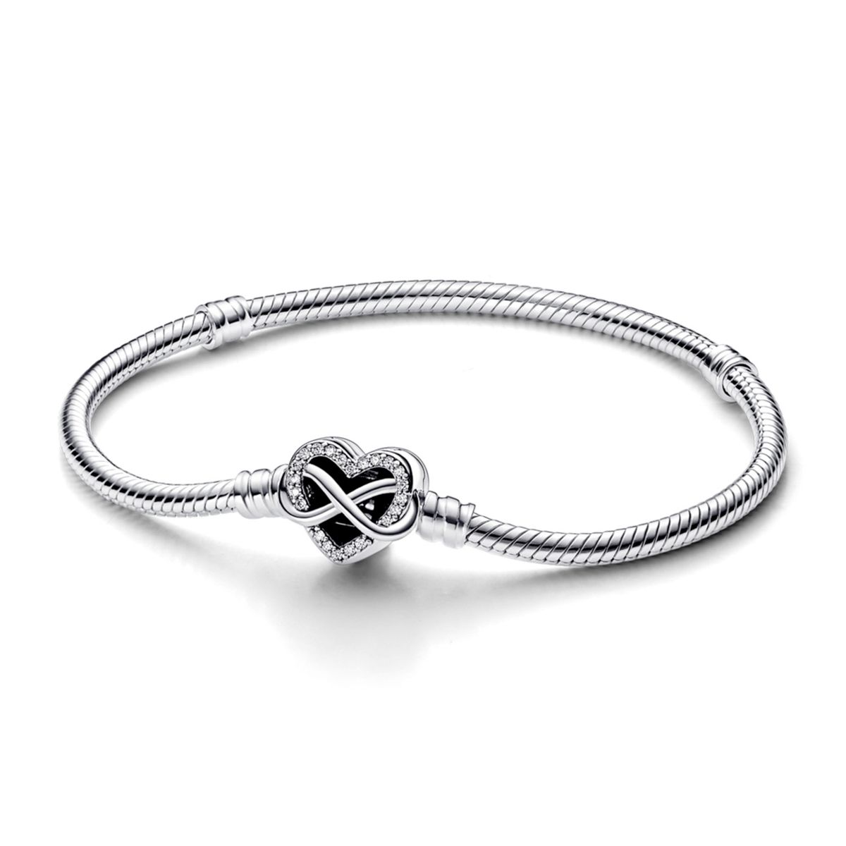PANDORA - Brazalete Broche De Corazon Infinito En Plata  Mujer Pandora