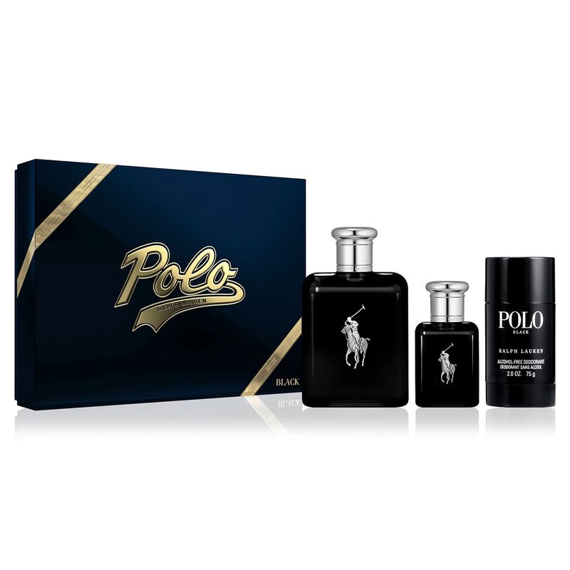 RALPH LAUREN - Set Perfume Hombre Polo Black Edt 125Ml + 40Ml + 75 Gr Desodorante Polo Ralph Lauren