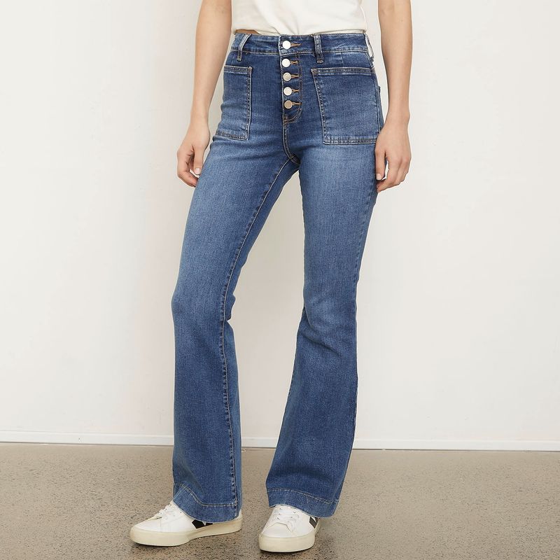 BASEMENT - Jeans Flare Tiro Alto Mujer Basement