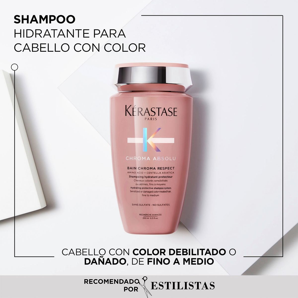 KERASTASE - Set Reparación Cabello Con Color Chroma Absolu Shampoo 80ml + Máscara 250ml + Termoprotector 150 ml Kerastase