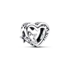 PANDORA - Charm Corazón En Filigrana Familia Y Estrella Mujer