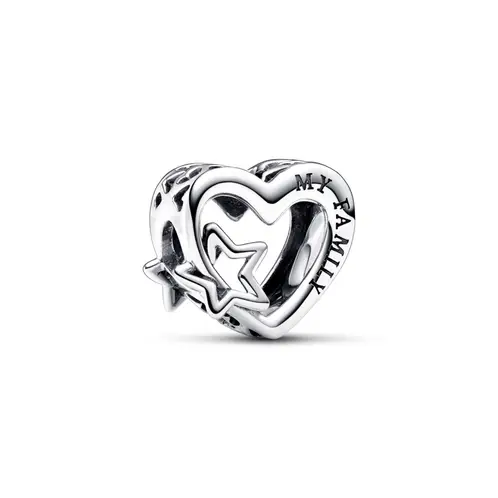 PANDORA - Charm Corazón En Filigrana Familia Y Estrella Mujer