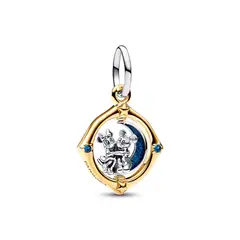 PANDORA - Charm Colgante Luna Giratoria En Dos Tonos Mickey Mouse & Minnie Mouse De Disney Mujer