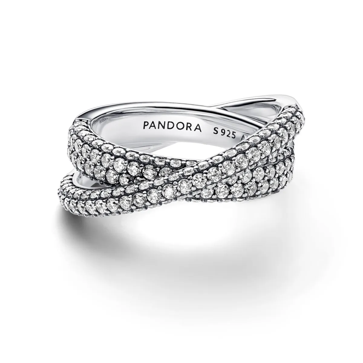 PANDORA - Anillo Doble Banda Cruzada En Pavé Mujer Pandora