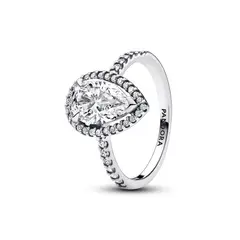 PANDORA - Anillo Halo Brillante Grande Corte Pera Mujer