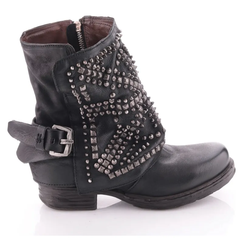 AS 98 - Bota Biker Mujer Cuero Negro As 98