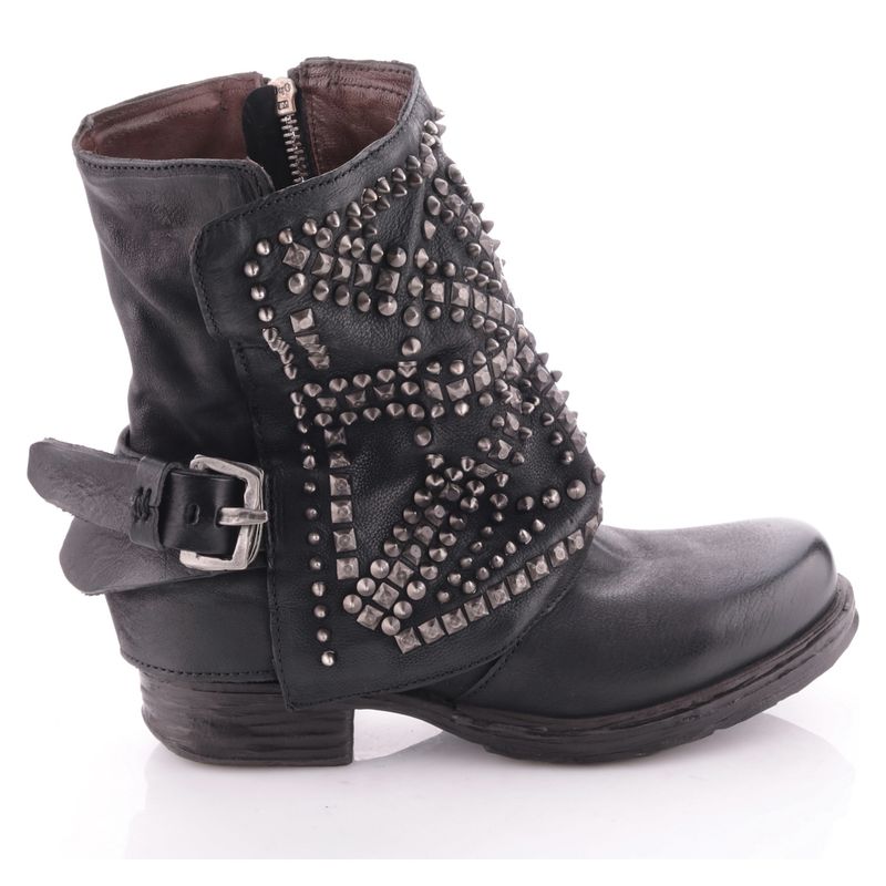 AS 98 - Bota Biker Mujer Cuero Negro As 98