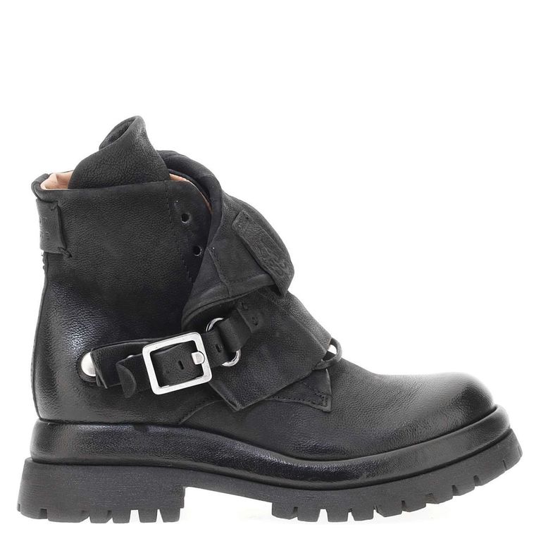 Botín Biker Mujer Cuero Negro