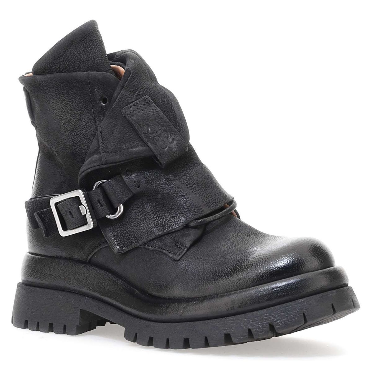 AS 98 - Botín Biker Mujer Cuero Negro As 98