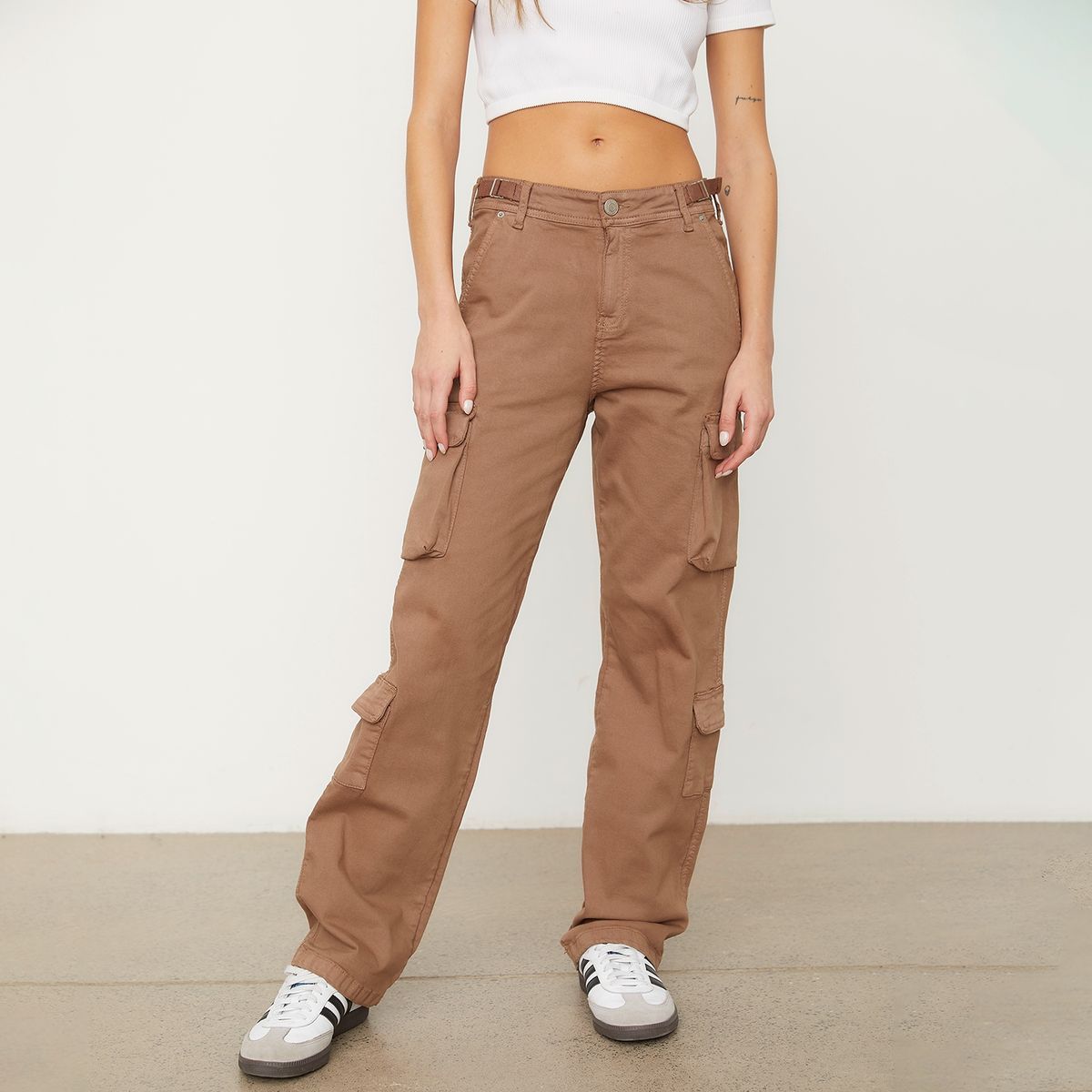 AMERICANINO - Jeans Cargo Tiro Alto Algodón Mujer Americanino