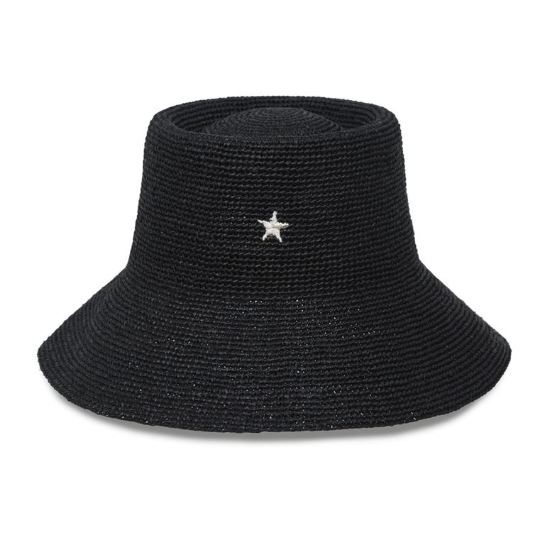 Black Raffia Bucket Hat