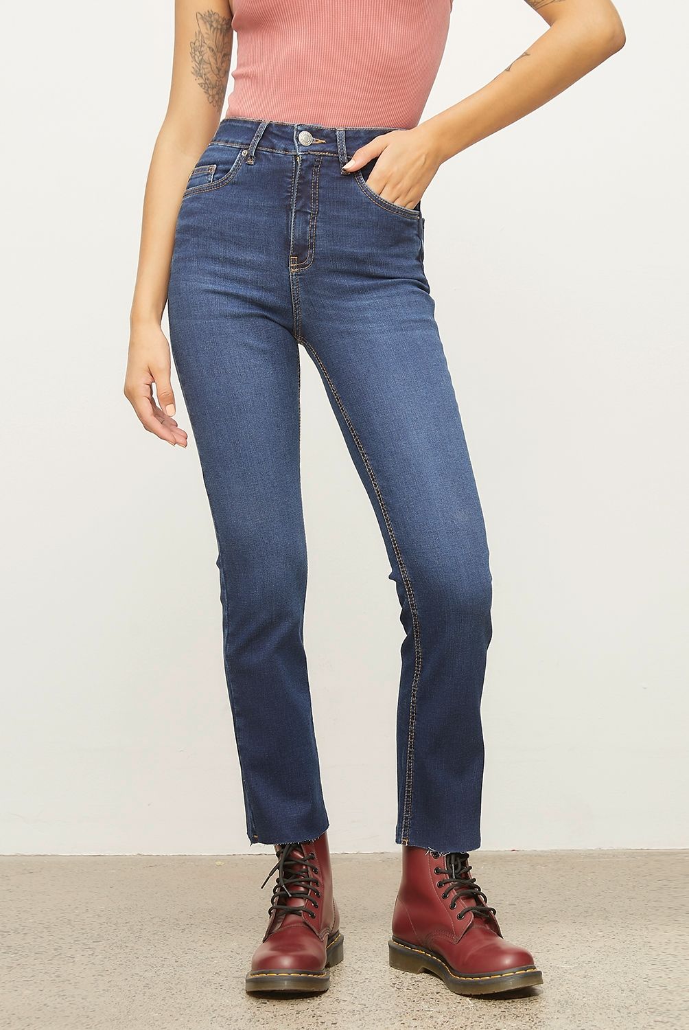 AMERICANINO - Jeans Cropped Tiro Medio Mujer Americanino
