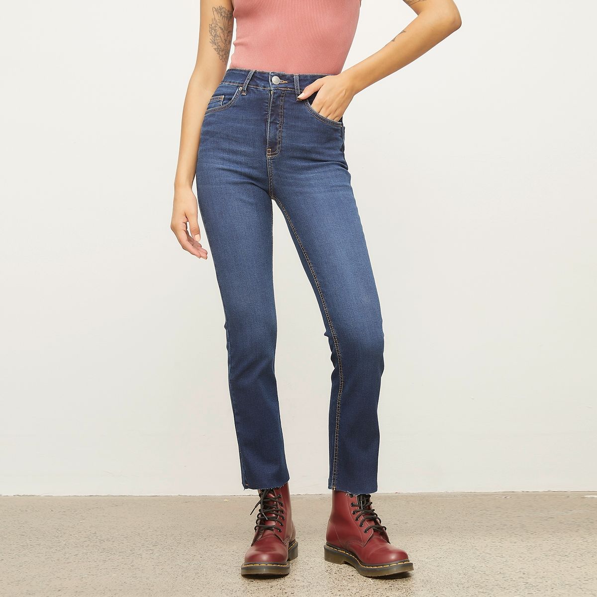 AMERICANINO - Jeans Cropped Tiro Medio Mujer Americanino