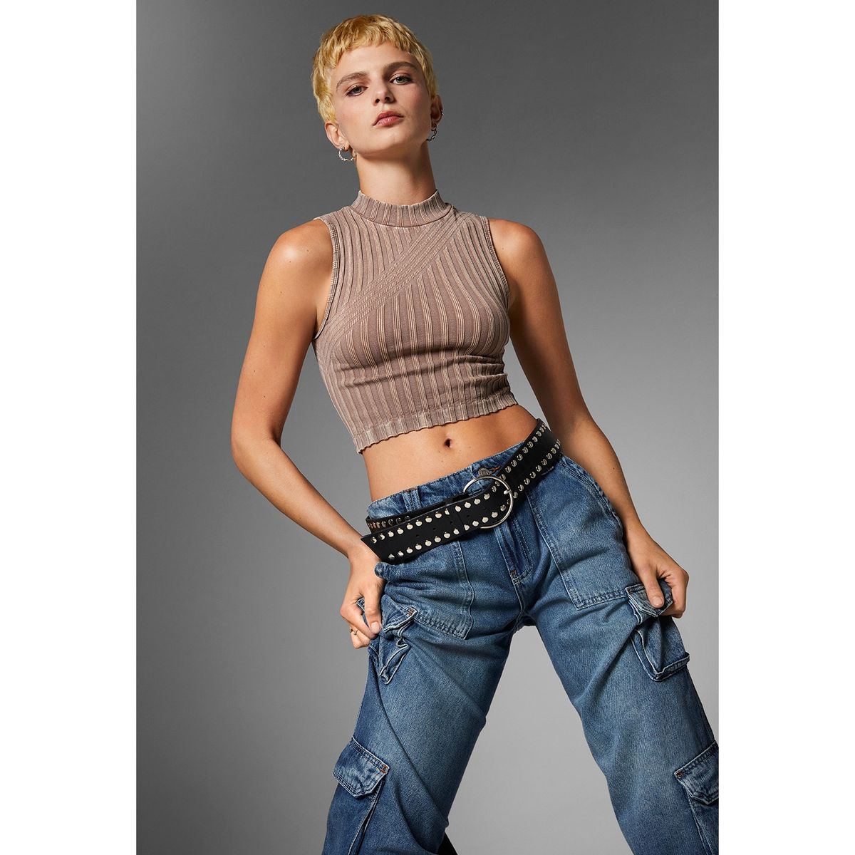 AMERICANINO - Jeans Cargo Tiro Medio Mujer Americanino