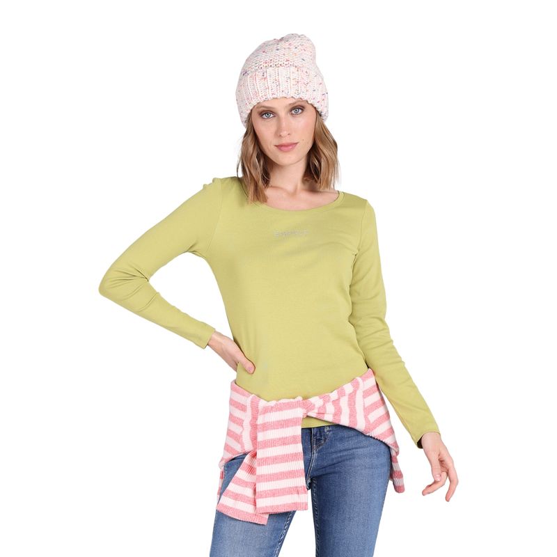 ESPRIT - Polera Manga Larga Algodón Mujer Esprit