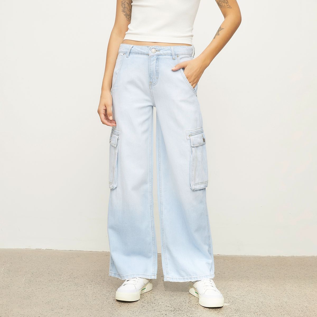 AMERICANINO - Jeans Cargo Tiro Medio Mujer Americanino