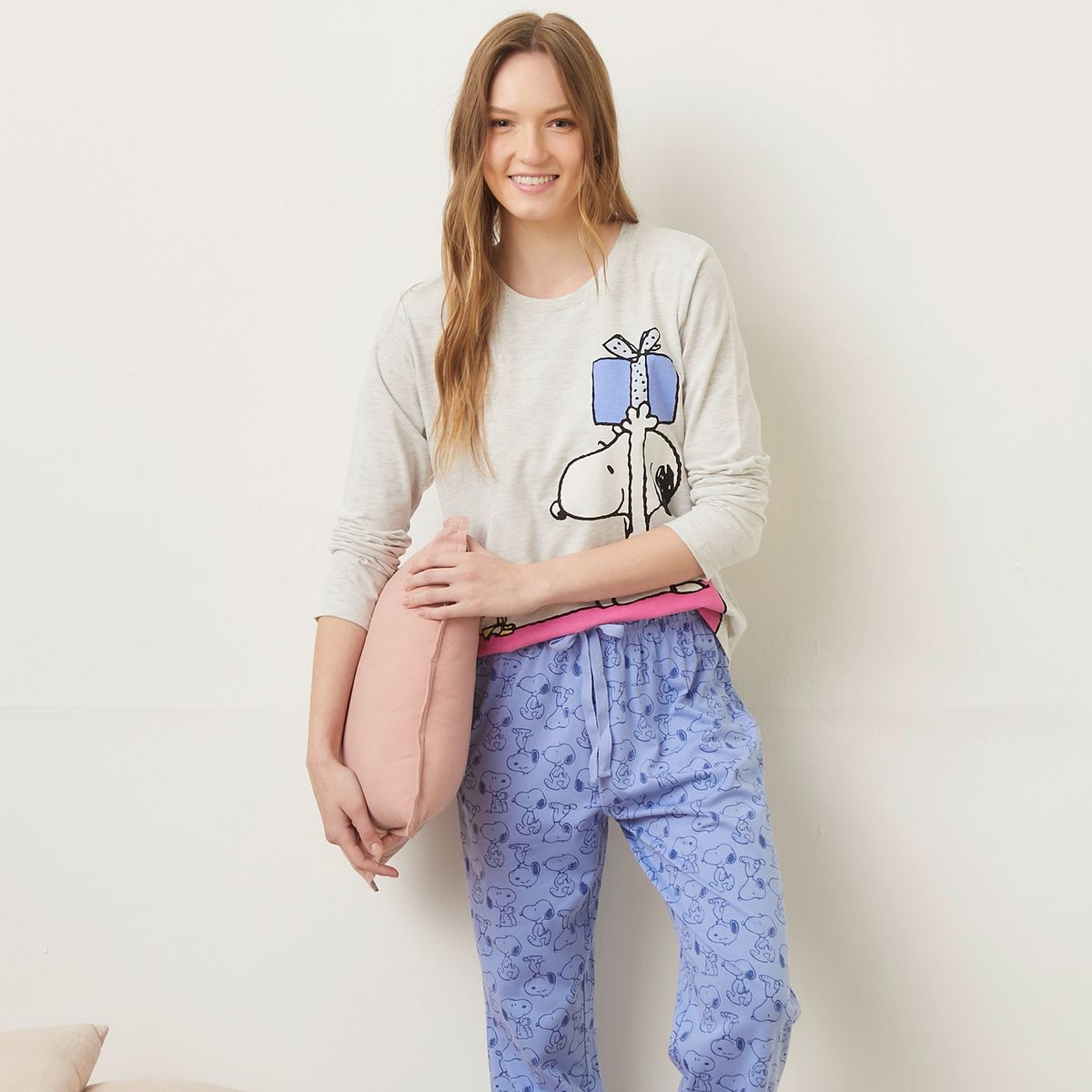 SNOOPY - Pijama Manga Larga Mujer Snoopy