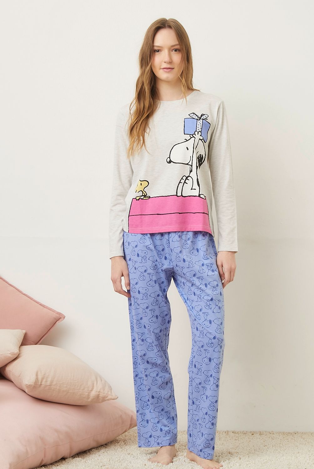 SNOOPY - Pijama Manga Larga Mujer Snoopy