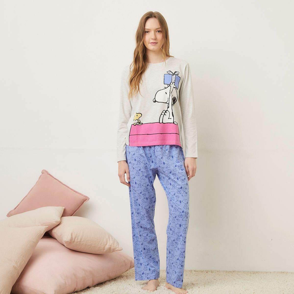 SNOOPY - Pijama Manga Larga Mujer Snoopy