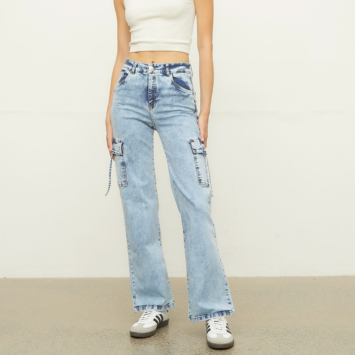 SYBILLA - Jeans Cargo Tiro Medio Mujer Sybilla