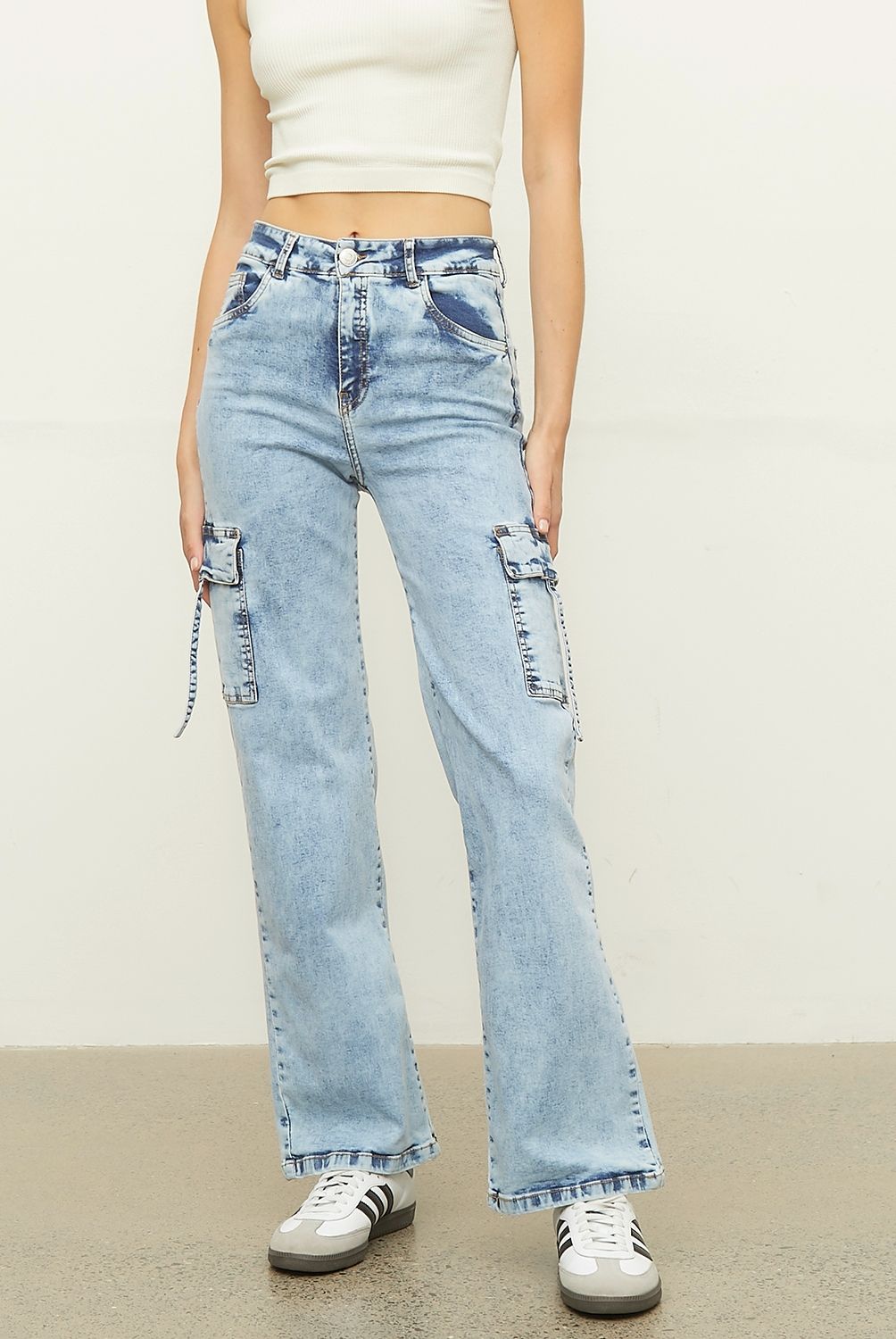 SYBILLA - Jeans Cargo Tiro Medio Mujer Sybilla
