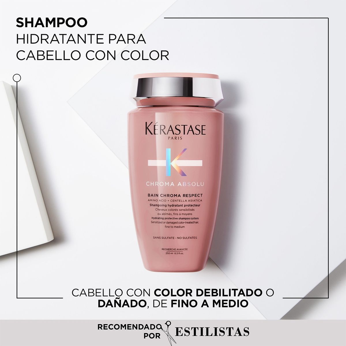 KERASTASE - Set Reparación Cabello Con Color Chroma Absolu Shampoo Chroma Respect 250Ml + Aceite Lhuile Originale Elixir Ultime 50Ml Kérastase