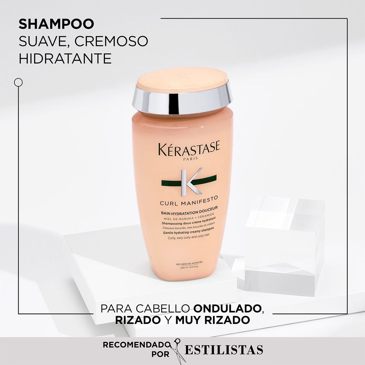KERASTASE - Set Hidratación Cabello Rizado Curl Manifesto Shampoo 250ml +  Acondicionador 250ml + Crema 150ml Kérastase