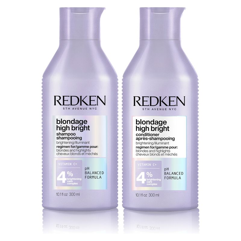REDKEN - Set Iluminador Cabello Rubio Blondage High Bright Shampoo con Vitamina C 300ml + Acondicionador 300ml Redken
