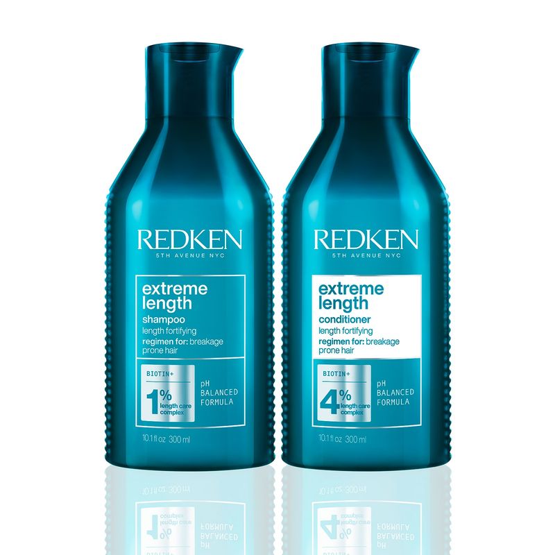 REDKEN - Set Fortalecedor de Largos Cabello Quebradizo Extreme Length Shampoo 300ml + Acondicionador 300ml Redken