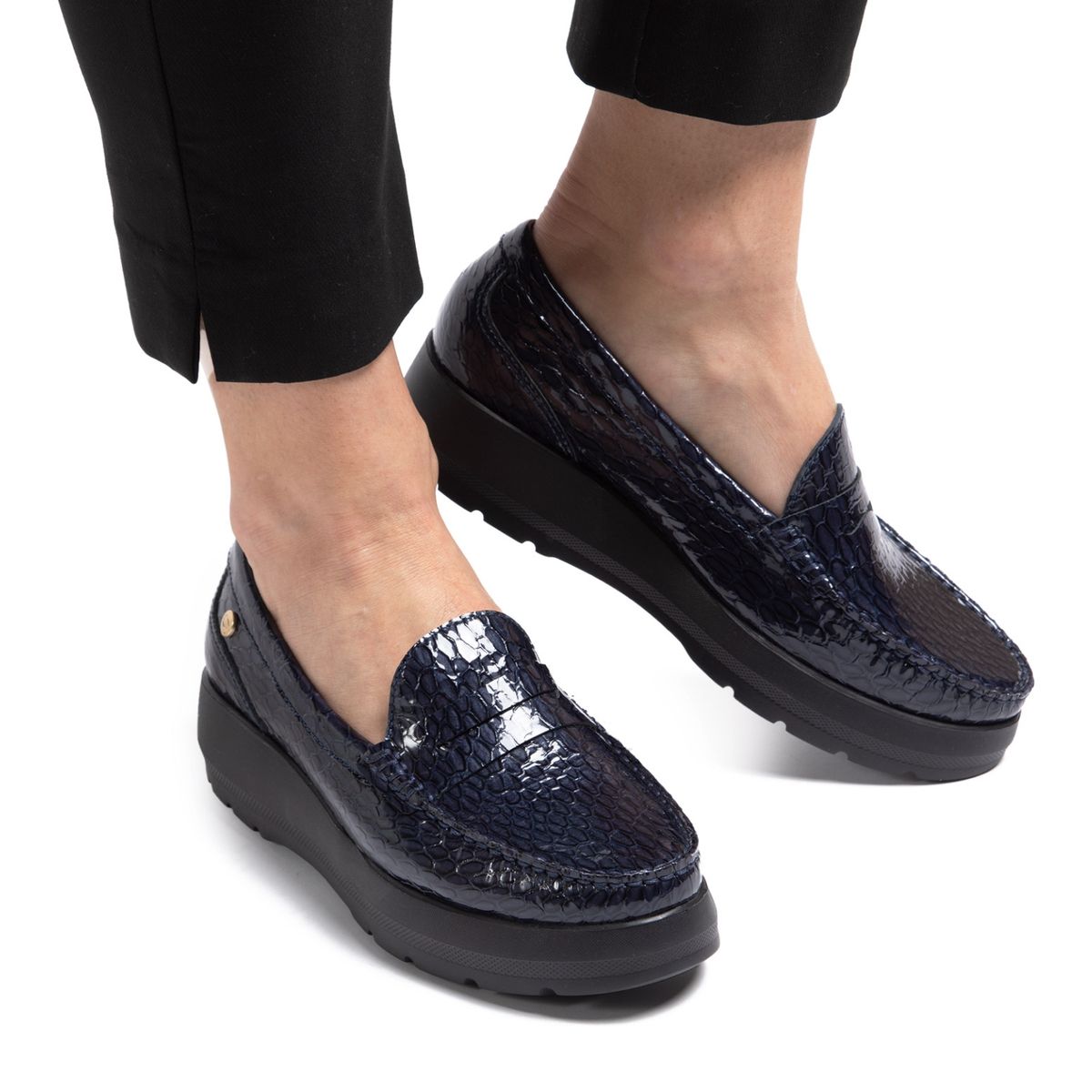 GACEL - Mocasín Mujer Cuero Azul Gacel