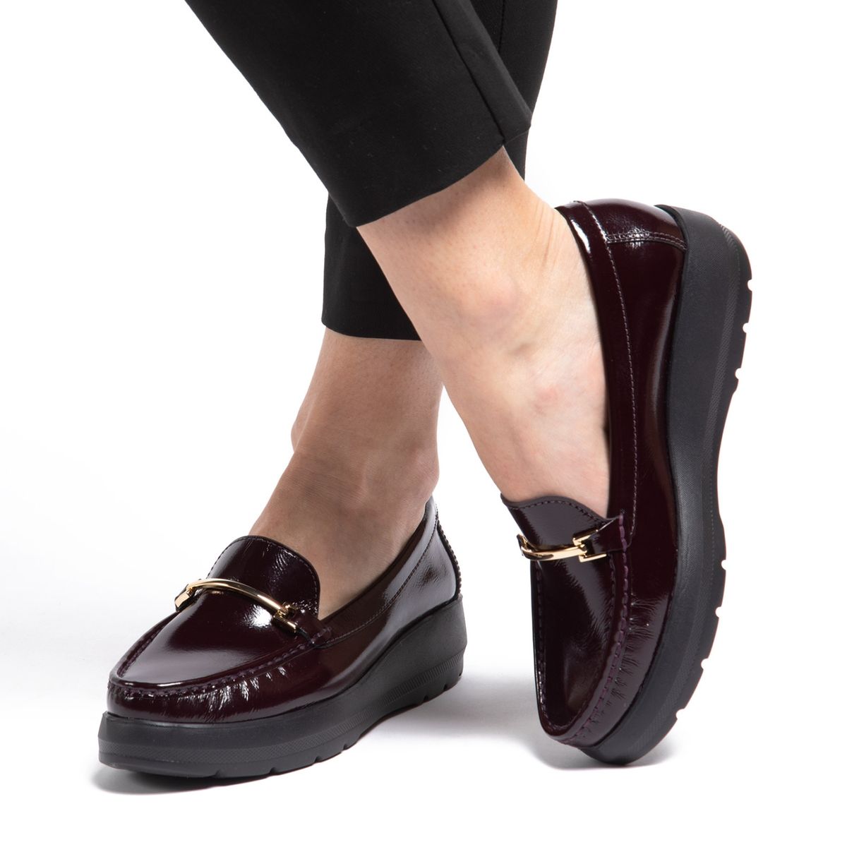 GACEL - Mocasín Mujer Cuero Rojo Gacel