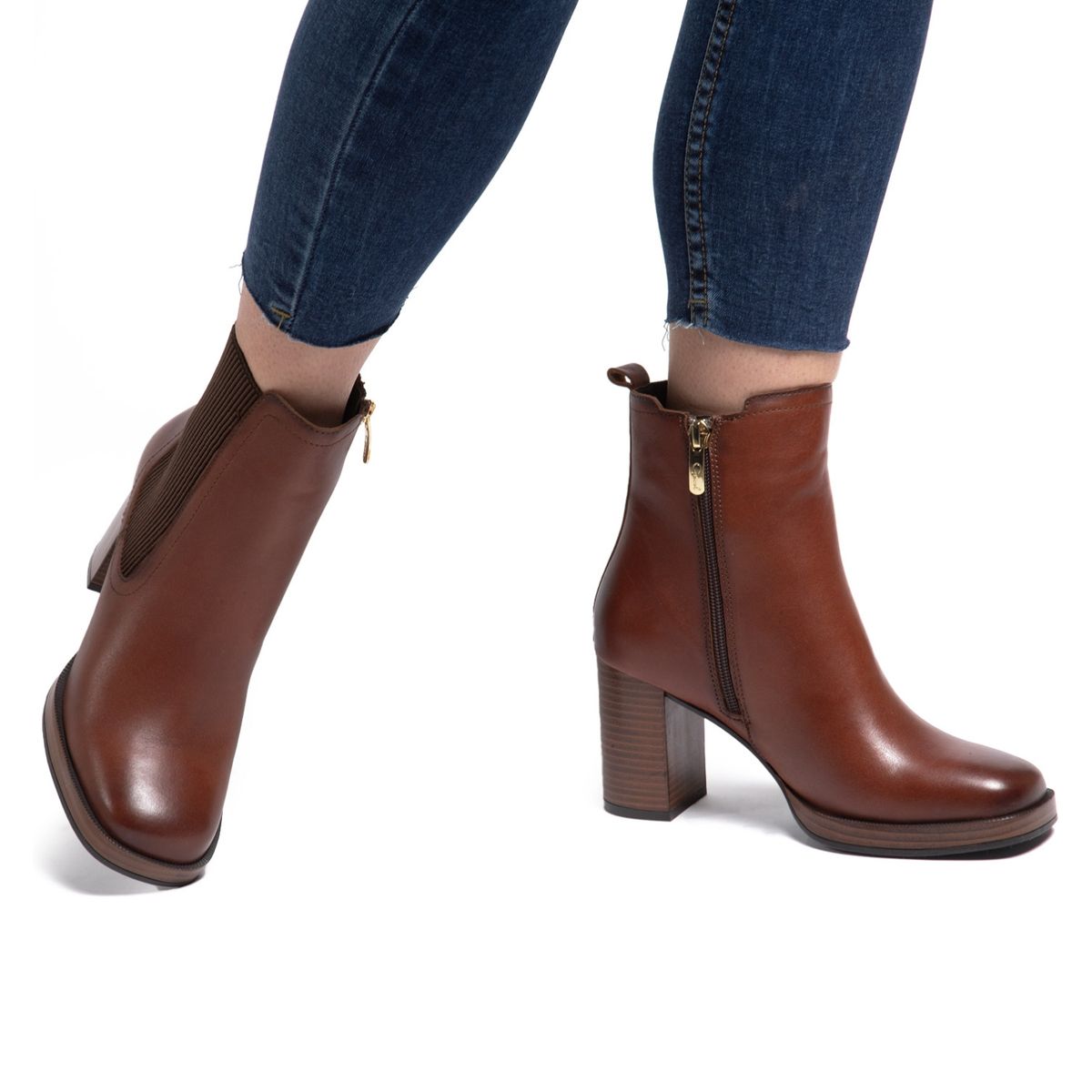 GACEL - Botín Mujer Cuero Café Gacel