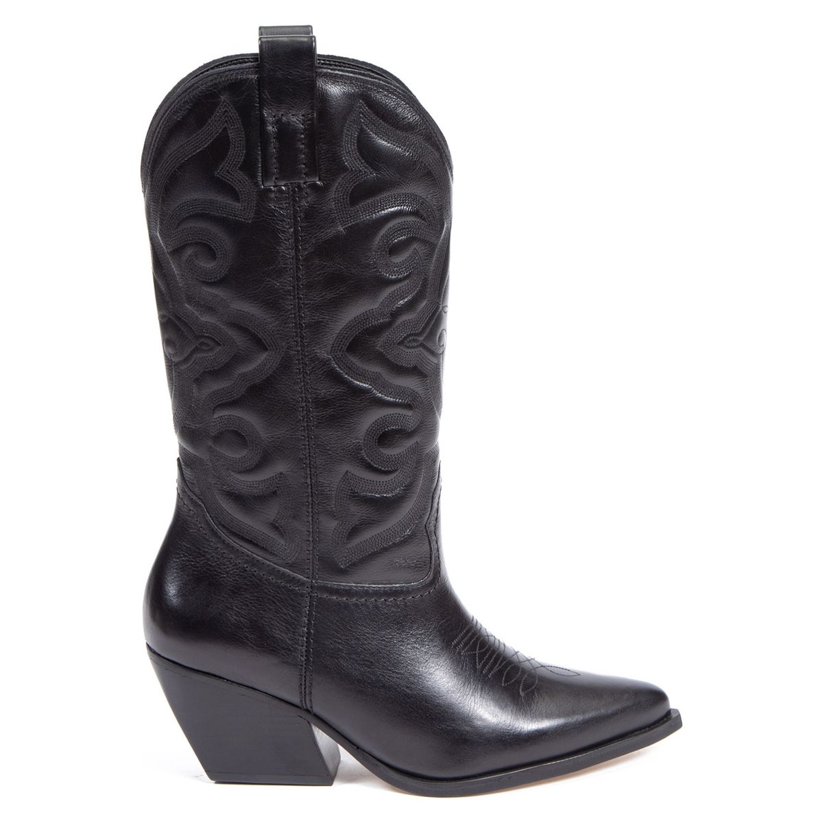 GACEL - Bota Vaquera Mujer Cuero Negro Gacel