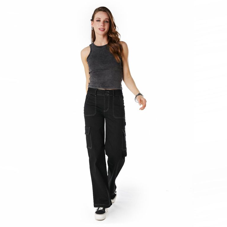 Jeans Wide Leg Tiro Alto Mujer