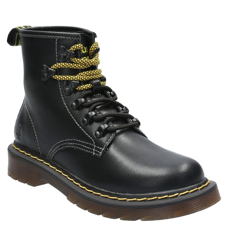 HUSH PUPPIES - Botín Mujer Cuero Negro Hush Puppies