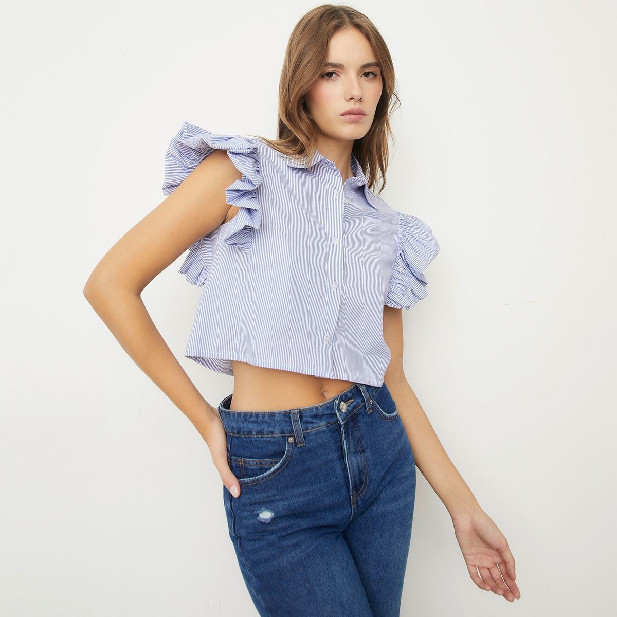 SYBILLA - Blusa Manga Corta Algodón Mujer Sybilla