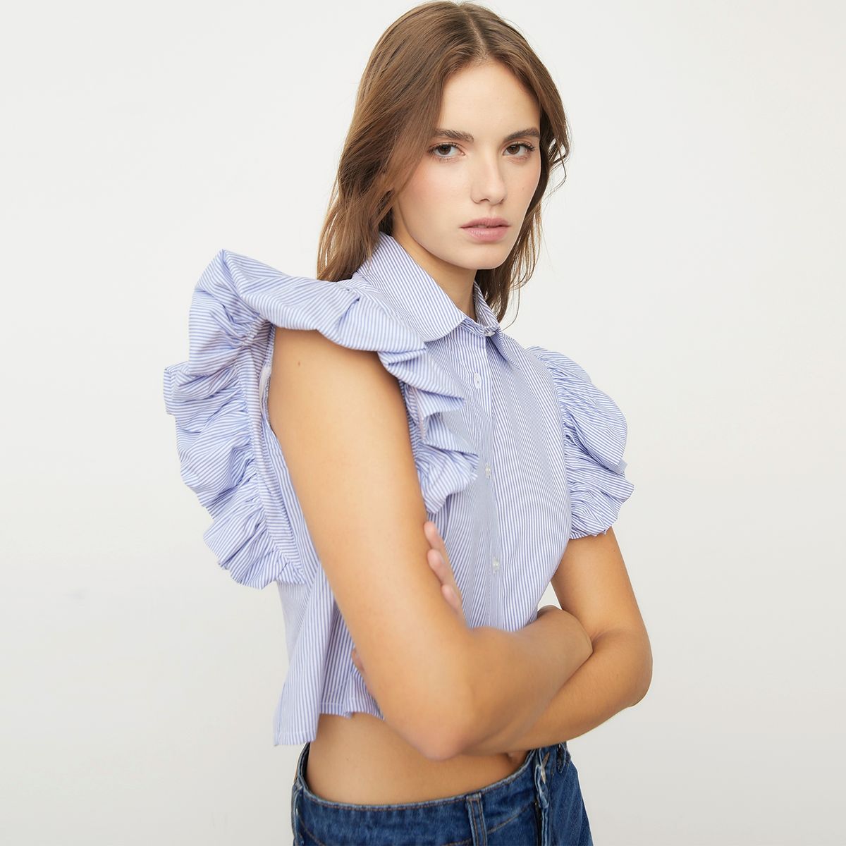 SYBILLA - Blusa Manga Corta Algodón Mujer Sybilla