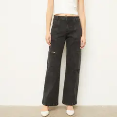 BASEMENT - Jeans Cargo Tiro Alto Algodón Mujer