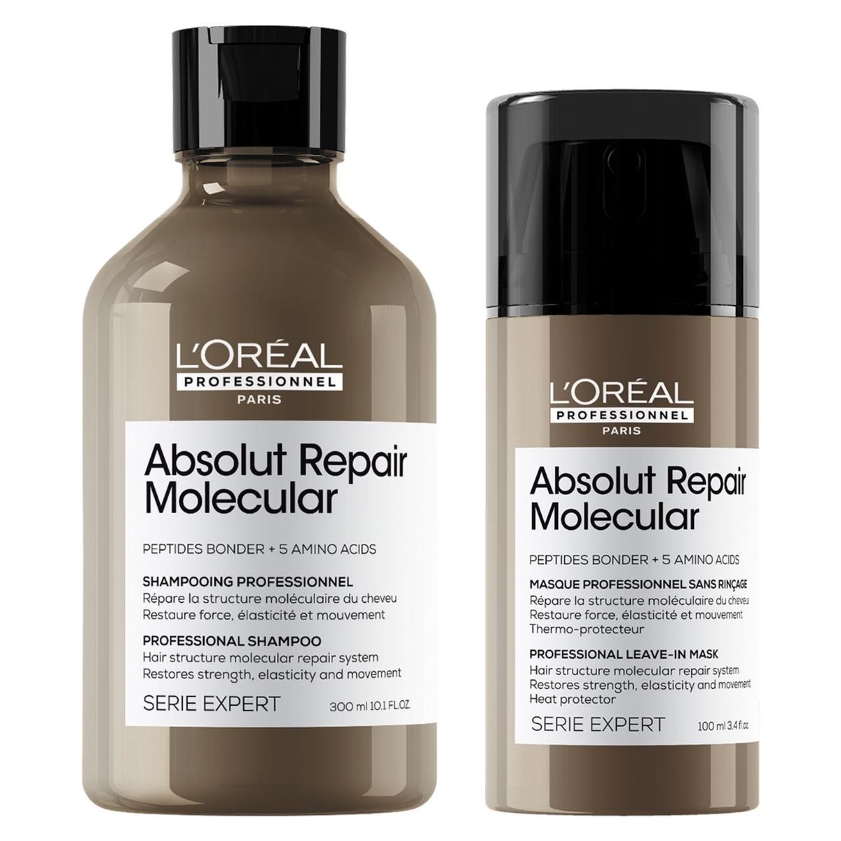 LOREAL PROFESSIONNEL - Set Profesional Reparación Molecular Shampoo 300Ml + Leave-In 100Ml Absolut Repair Molecular Loreal Professionnel